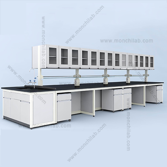 Lab Island Bench with Hanging Cabinet